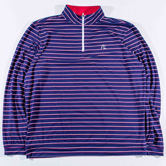 Rhoback American Flag Striped Performance 1/4 Zip Pullover Mens XL Blue Golf